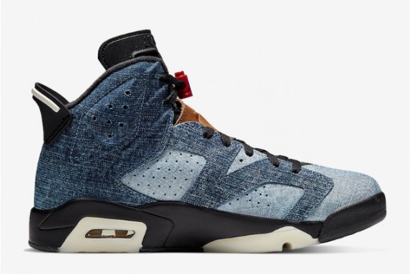 2021 Air Jordan 6 Retro Washed Denim Black Sail Men CT5350 401 